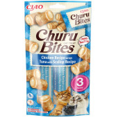 Лакомство за капризни котки Churu Cat Treats Bites Chicken Recipe wraps Tuna with Scallop Pill Assist хапки с мус от риба тон и дълбоководни океански миди